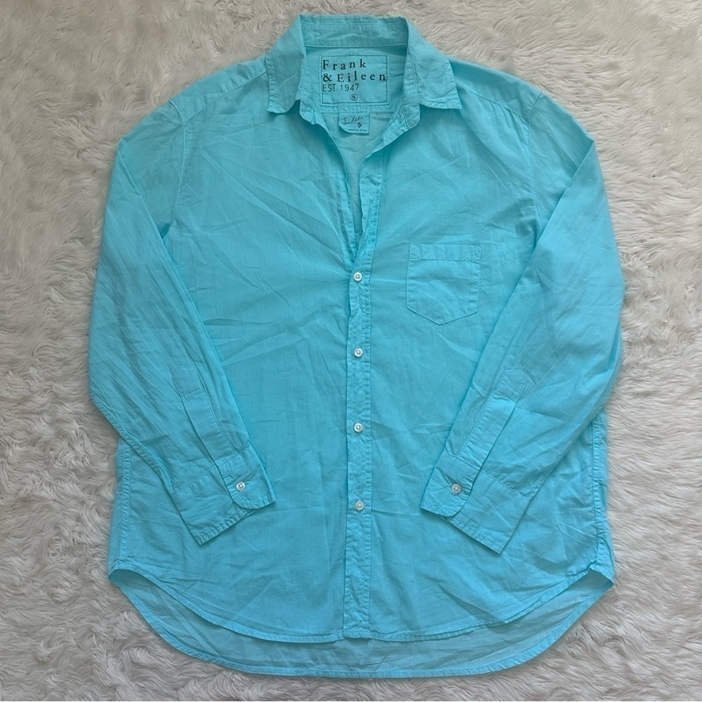 Frank & Eileen Top Eileen Relaxed Button-Up Shirt 100% Cotton Light Blue S